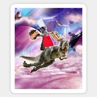 Lemur Riding Dinosaur Unicorn Eating Cake Sticker